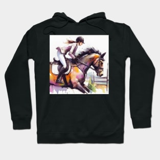 Artistic illustration of equestrian rider jumping a gate Hoodie